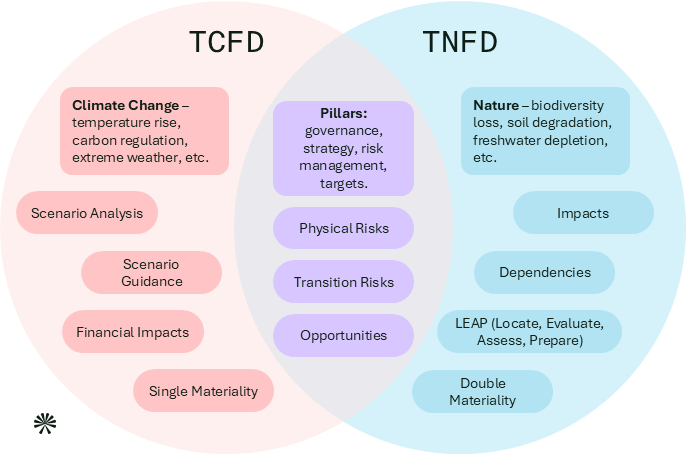 TCFD and TNFD comparison diagram